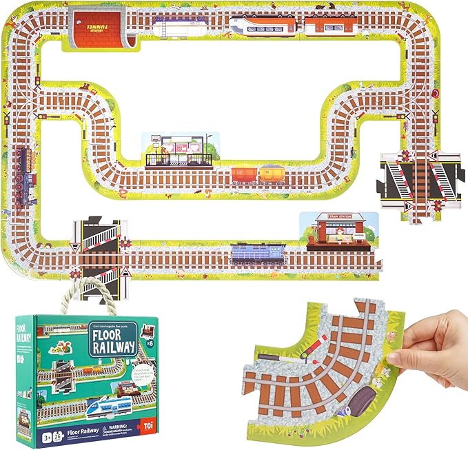 TOI Gaint Floor Puzzle for Kids Ages 3 and Up, 2x3 Feet Railway Floor Puzzles for Toddlers 3-5, Extra Large Preschool Learning Jigsaw Puzzles for Boys and Girls