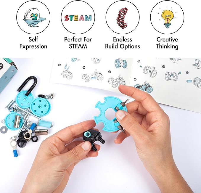 The Off Bits Vehicle STEAM Building Set, Educational Gift Idea, Build Your Own Robot Toy for Kids Age 6 7 8 9+ Year Old Boys and Girls, Stem Toys Engineering Kit, Construction Toys Steam Gift