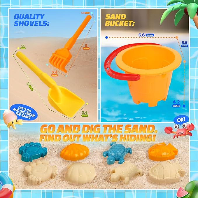 SMILESSKIDD Beach Toys for Toddlers 1-3, Kids Sand Toys Set with Beach Dump Truck, Sand Truck, Shovels, Molds - Outdoor Sandbox Play for Toddlers