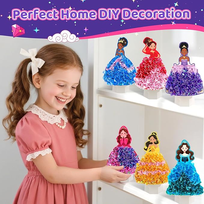 Poke in Art Crafts for Kids Magical Pretty Princess Craft Poke Art Kits for Girls Boys, Stick and Poke Kit DIY Craft Kits for Birthday Christmas Gifts for 4 5 6 7 8 9 10 Year Old
