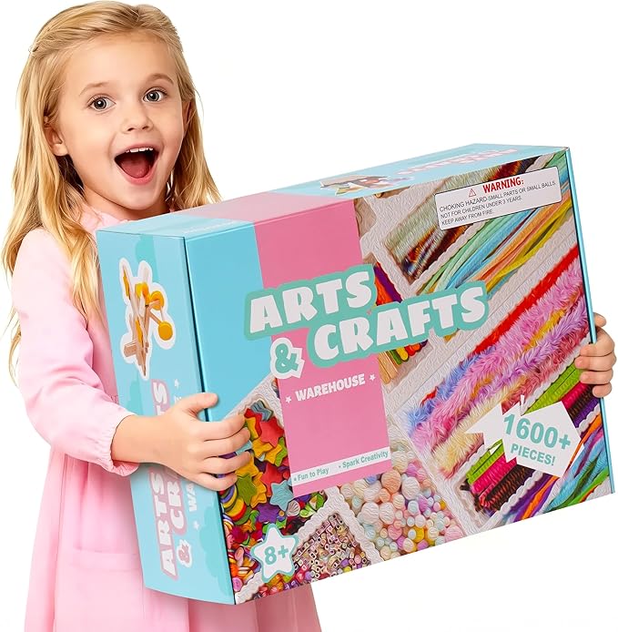 Wowood Arts and Crafts Kit for Kids - Over 1600 Pieces of DIY Craft Supplies! Creative Hobby Fun Activity Toys & Perfect Gifts for Girls and Boys Ages 8-12 to Spark Imagination and Joy(PA002)