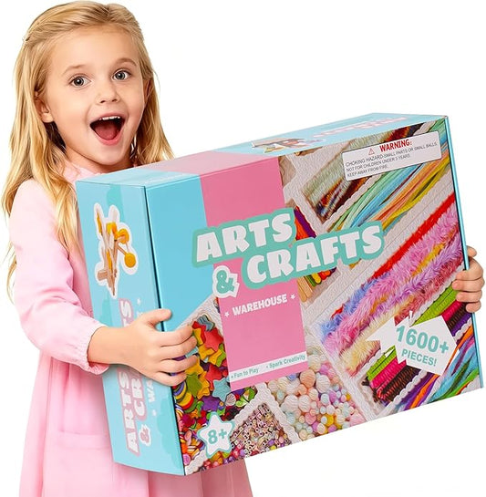 Wowood Arts and Crafts Kit for Kids - Over 1600 Pieces of DIY Craft Supplies! Creative Hobby Fun Activity Toys & Perfect Gifts for Girls and Boys Ages 8-12 to Spark Imagination and Joy(PA002)