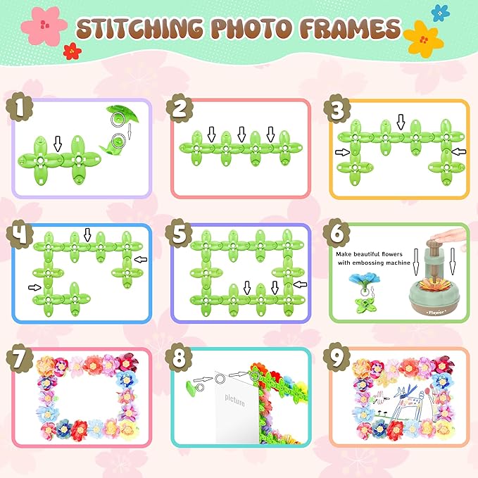 GirlsHome 300+PCS Fabric Flower Bouquets Toys, DIY Flower Crafts Kits for Kids, Arts and Crafts for Kids Ages 6-8 Girls, Build Flower Bouquet, STEM Educational Toy Preschool Gifts (Green Brown)
