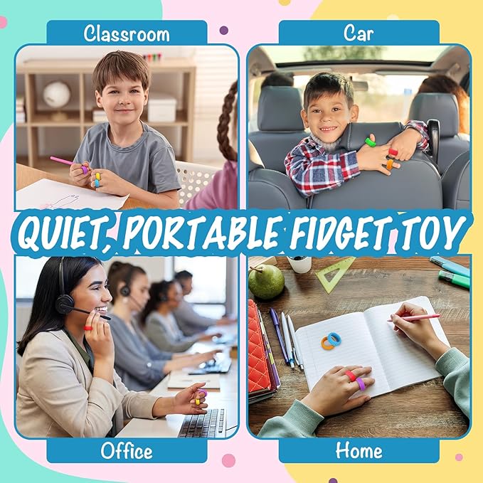 Sensory Toys Fidget Rings for Kids - 36 Pcs Chewable Silicone Quiet Classroom Fidget Toys Bulk, Spiky Small Anxiety Relief Items for ADHD Autism