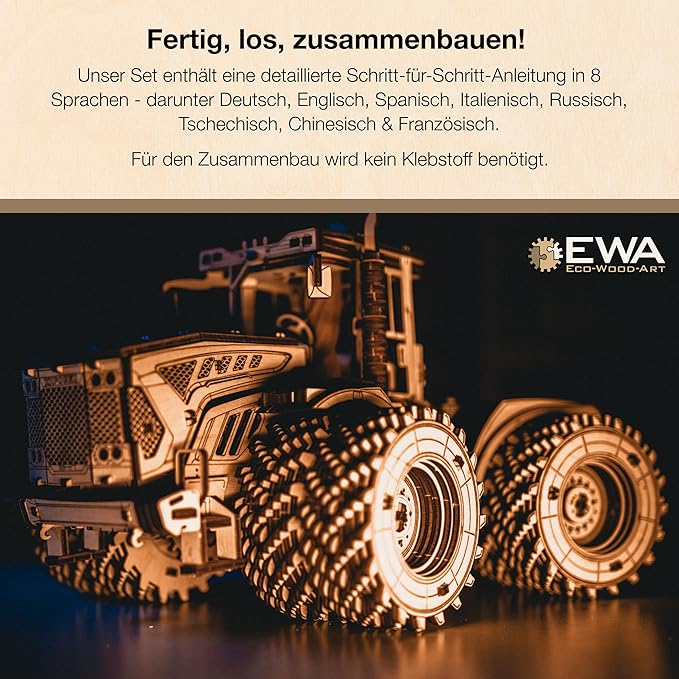 KIROVETS K-7M Three-Dimensional Mechanical Tractor-Puzzle for Adults and Teenagers-Collection Without Glue-596 Details, Colour Nature