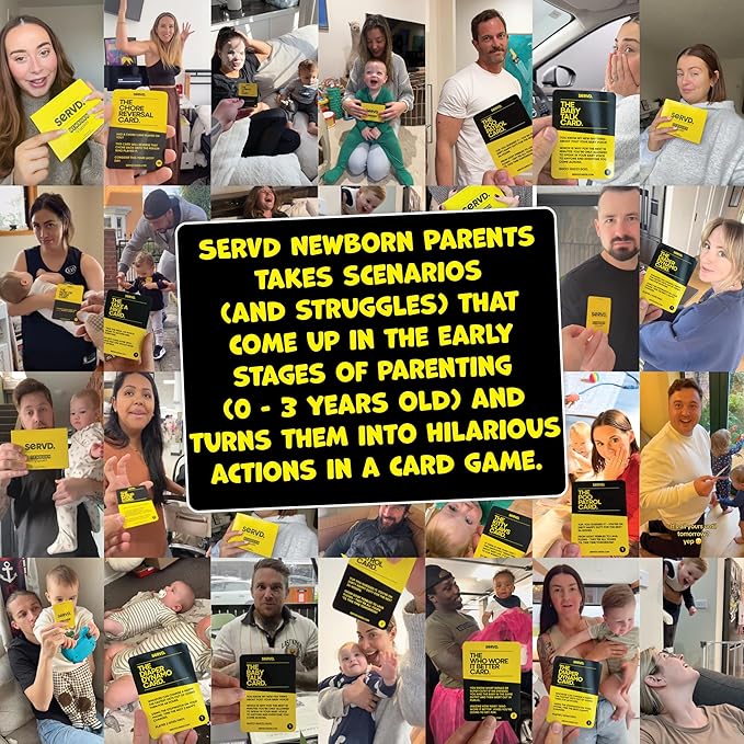SERVD - Newborn Parents - The Hilarious Real-Life Couples Card Game for Infant Parents | Ultimate Gift for Baby Showers, New Moms & Dads, and 1st Birthdays