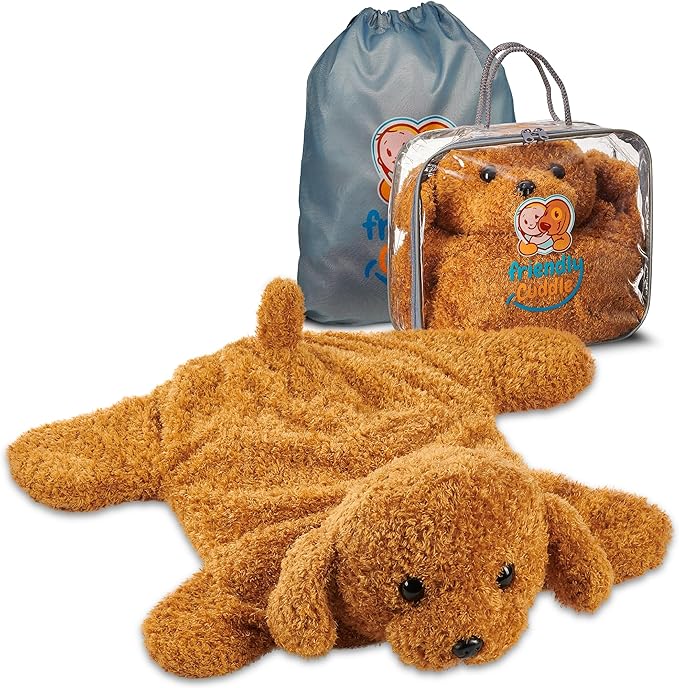 FRIENDLY CUDDLE Weighted Lap Blanket for Kids & Adults – Teddy Weighted Blanket – ASD, Sensory Processing Weighted Stuffed Animals Dog Toy – Microwavable Weighted Lap Pad for Kids, 5 Lbs