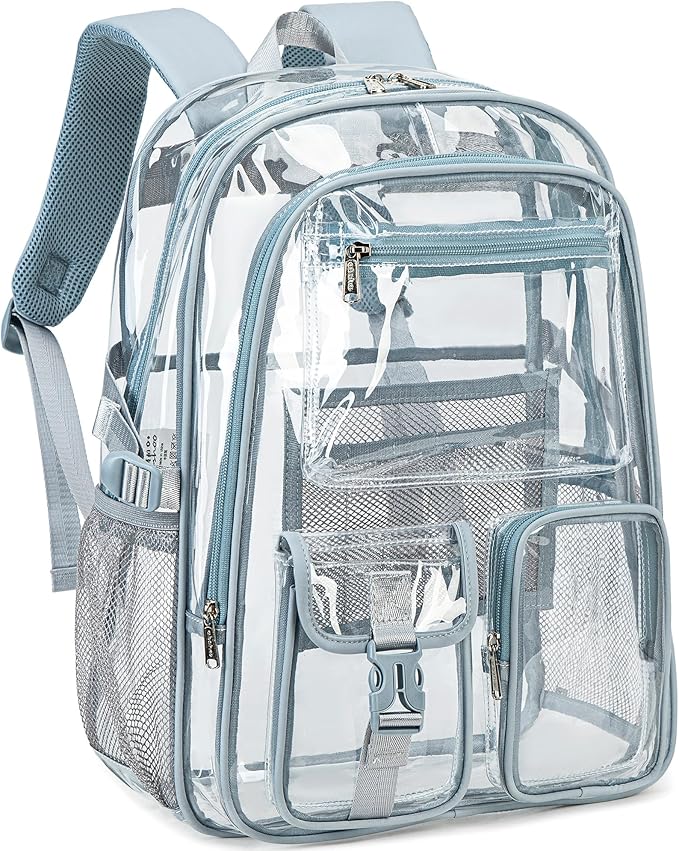 abshoo Large Clear Backpack For Girls Women Heavy Duty Clear Bookbag for School Transparent Backpack (Baby Blue)
