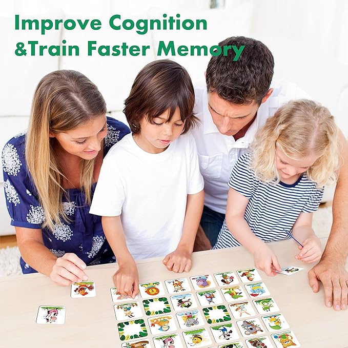 Memory Matching Game, 72 PCS Animals Matching Cards for Toddlers 36 Designs Memory Cards Educational Learning Toys for Preschool 4 5 6 Years Old