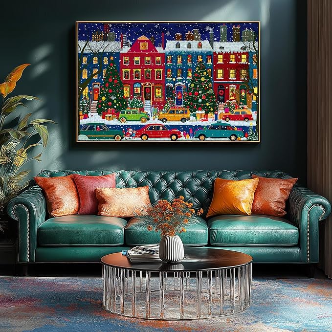 Christmas Winter Jigsaw Puzzles for Adults 1000 Pieces Beautiful Snow City Scene Landscape Puzzles with Letters on Back Challenging Holiday Family Puzzle Games Gifts for Women Men Seniors