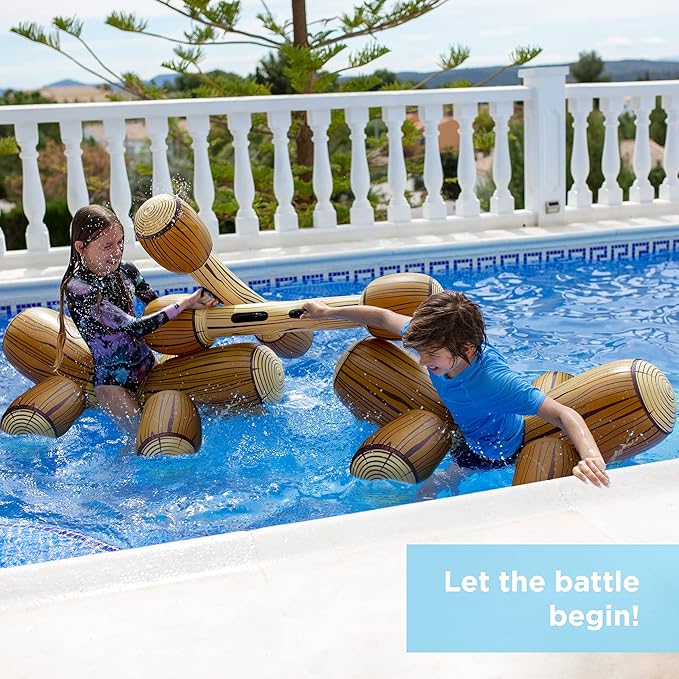 Upgraded Chuchik Inflatable Battle Logs - Joust Game Raft Pool Floats for Adults & Kids - Ages 4-8, 8-12