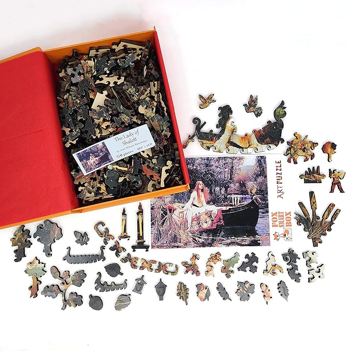 Wooden Jigsaw Puzzle for Adults - Uniquely Shaped Pieces - Made in The USA by FoxSmartBox - 270 Pieces - The Lady of Shalott