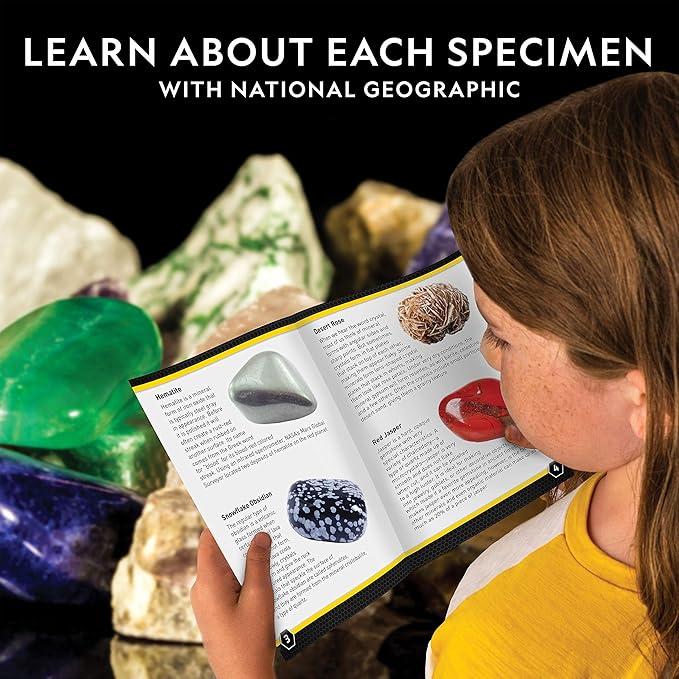 National Geographic Rocks & Mineral Collection - Rock Collection Box for Kids with 15 Gemstones and Crystals, Geology for Kids, Crystal Collection, Science Kit, Rock Gift (Amazon Exclusive)