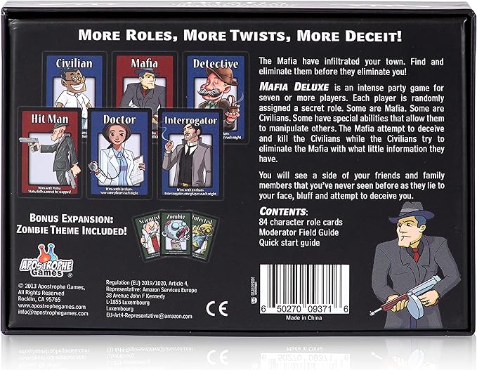 Apostrophe Games Mafia The Party Game Deluxe Edition – A Game of Lying, Bluffing and Deceit– Card Game, Adults and Teens – Board Game