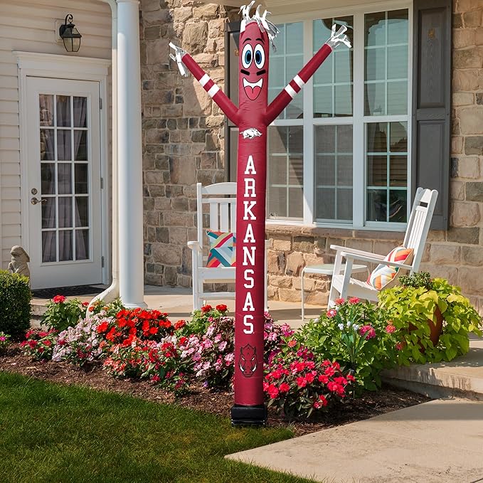 NCAA Arkansas Razorbacks Football Wacky Waving Inflatable Tube Guy with LED Lights & Built-in Blower - 6" x 36" x 96" Inflatable Tube Man Crazy Sports Fan Outdoor Party Decoration