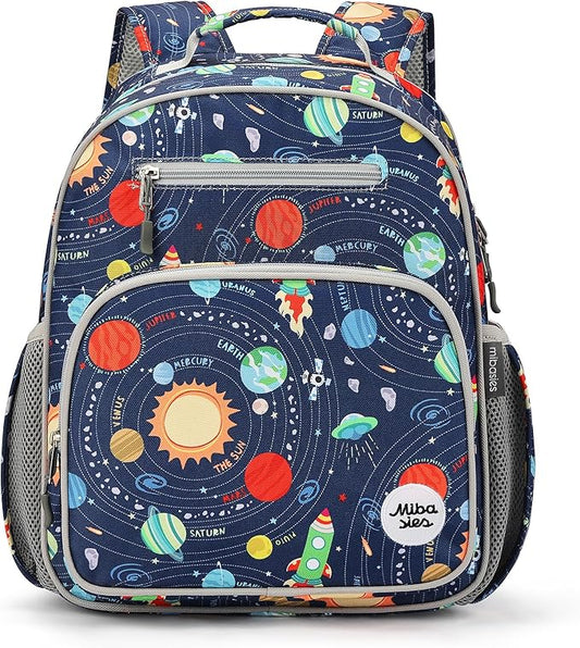 mibasies Boys Backpack 5-8: Lightweight Kids Backpacks Boys - Boy Bookbag for Elementary School - Galaxy LightGray