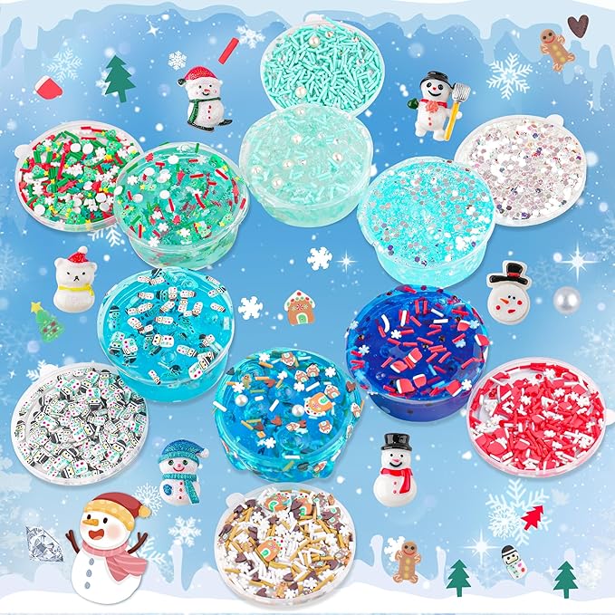 6pcs Slime Stocking Stuffers, Stocking Stuffers for Kids,Christmas Crafts,Stocking Stuffers, Kids Crafts Snowman DIY Kit,Crafts Xmas Gift