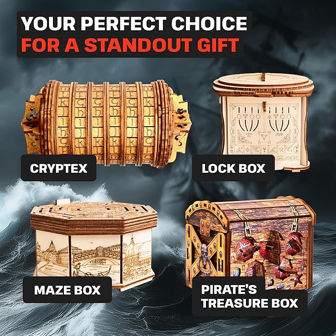 ESC WELT Art Pirate's Treasure Chest Puzzle Box - Escape Room in a Box - Nautical-Themed Brainteaser - 3D Puzzle Game for Adults & Kids - Unique Wooden Puzzle Box - Perfect for Family Fun and Gifts