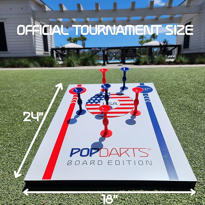 Popdarts USA Board Edition Set - Backyard, Indoor and Outdoor Game for All Ages - Great Cornhole Alternative - Includes 2 All-Weather Boards, Original Set, Travel Case, and Score Keeper