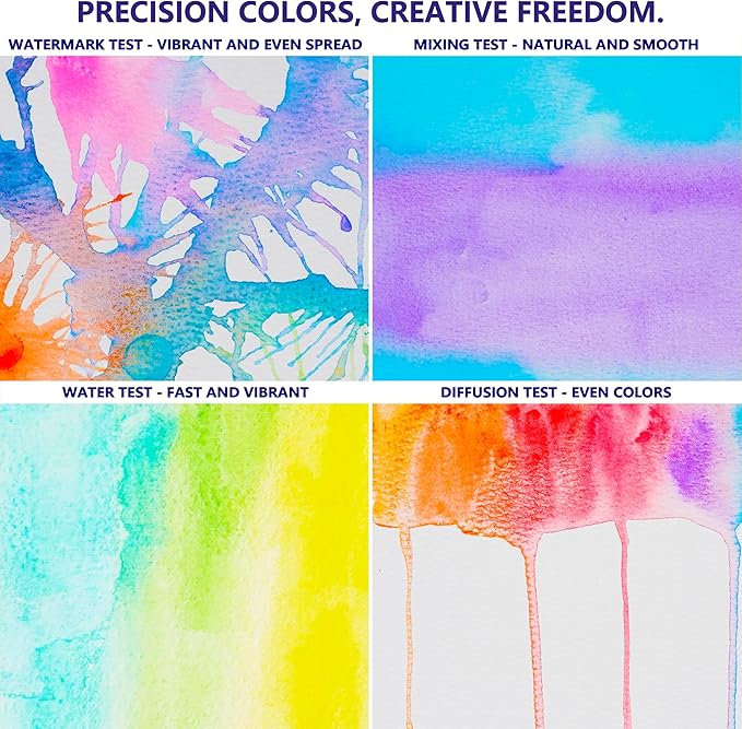 Watercolor Paint Set, 50 Colors, Paint Brushes and Palette included, Including Metallic and Fluorescent Colors, Art Supplies, for Artists, Amateur Hobbyists and Painting Lovers