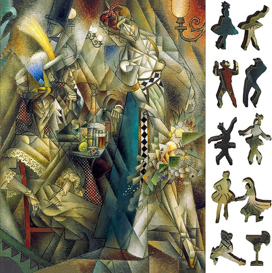 Wooden Puzzle for Adults - Uniquely Shaped Pieces - Made in The USA by FoxSmartBox - 325 Pieces - Dancer in a Cafe