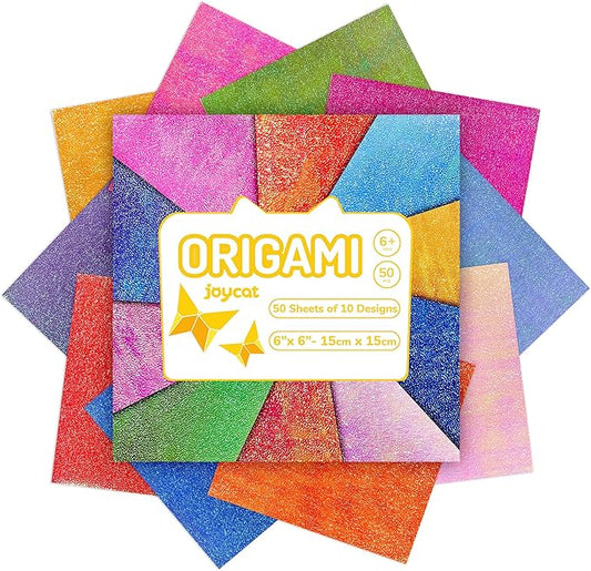 Textured Origami Paper 6x6 Inches - 50 Sheets Durable and tear-resistant with Artistic Patterns - Premium Craft Paper for Beginners & Experts, Ideal for Scrapbooking, Card Making and DIY Crafts