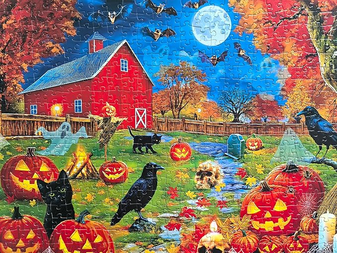 Halloween Puzzles 500 Pieces - Autumn Fall Jigsaw Puzzles for Adults- Light a Jack-o'-Lantern