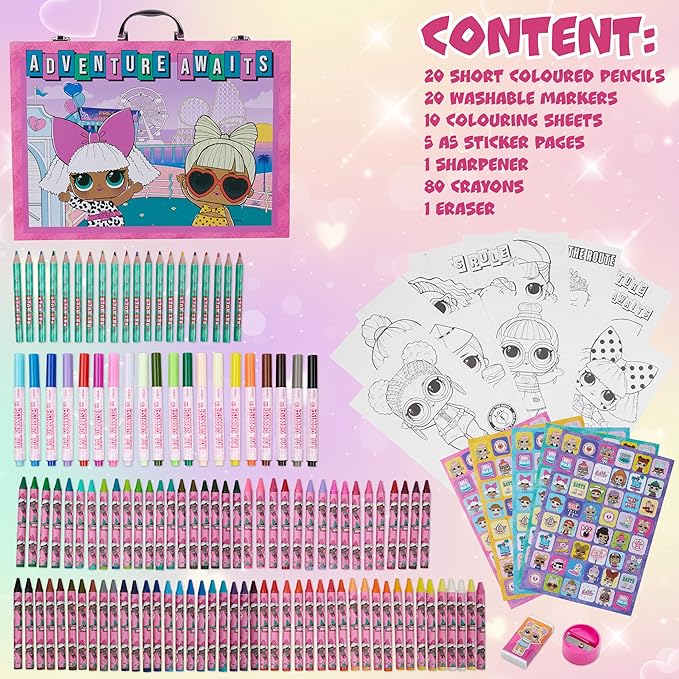 L.O.L. Surprise! 130-Piece Kids Art Set with Travel Case - Pink
