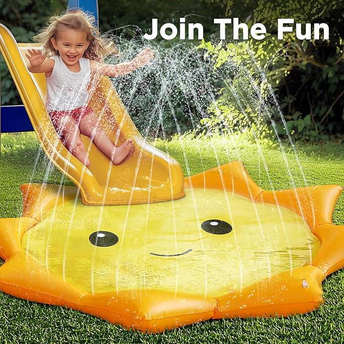 Pool Wave Splash Pads for Toddlers 1-3, Kids Water Sprinkler, Baby Fun Outdoor Toys, 67" Inflatable Dog Pool, Kiddie Outside Backyard Games, Summer Gift for 2-4 3-5 4-8 Years Old Boys Girls Childrden