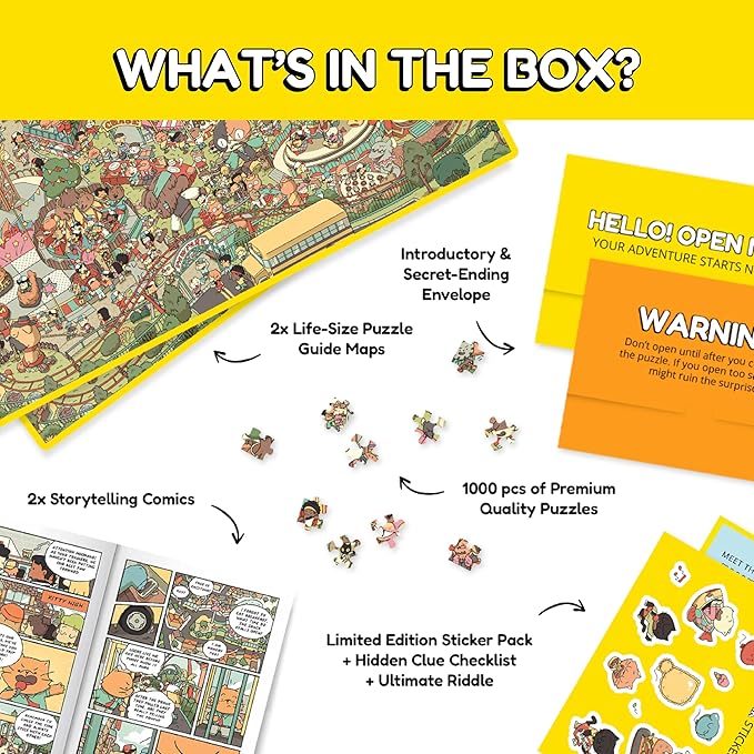 Jigsaw Puzzles 1000 Pieces - Magic Mystery Story Secret Ending Puzzle - Perfect Game Night for Adults & Kids - Animal Park Theme Challenging (Snack Attack 3)