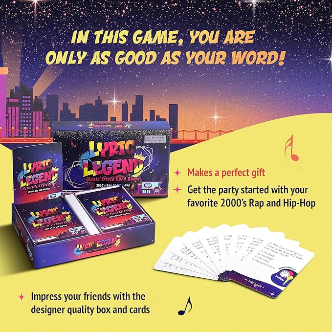 Lyric Legend 2000s Hip-Hop and Rap - Finish The Lyrics Game to Argue for The Correct Songs. Makes A Great Gift for Trivia Lovers - So Grab Your Mic, Sing Along, and Quiz Your Friends and Family!