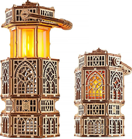 Wood Trick Antique Lantern Luminous LED 3D Wooden Puzzles for Adults to Build - 2-Mode Lighting - Engineering DIY Project Mechanical 3D Puzzle Model Kits for Adults