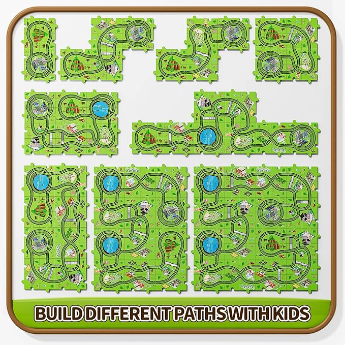 64 PCS Puzzle Track Car Set for Boys Kids 3-5, Toddler Boys Toys for 3 4 5 6 Years Old, Puzzle Race Tracks Car Toys, Birthday Gifts for Kids 3 4 5 6 7 8 Year Old Boys Girls