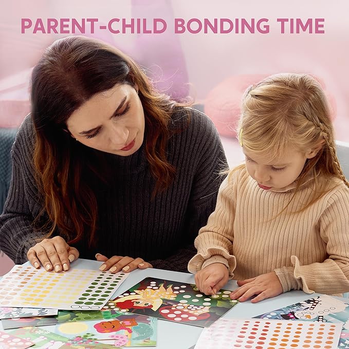 Klever Kits Dot Art Kit for Kids, No Mess Sticker for Toddlers 3-7, Craft Kits, DIY Creative Activity, Travel Toy, Birthday Presents for Boys Girls (Unicorns & Princess)