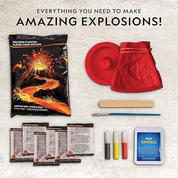 National Geographic Ultimate Volcano Kit – Erupting Volcano Science Kit for Kids, 3X More Eruptions, Pop Crystals Create Exciting Sounds, STEM Science & Educational Toys (Amazon Exclusive)