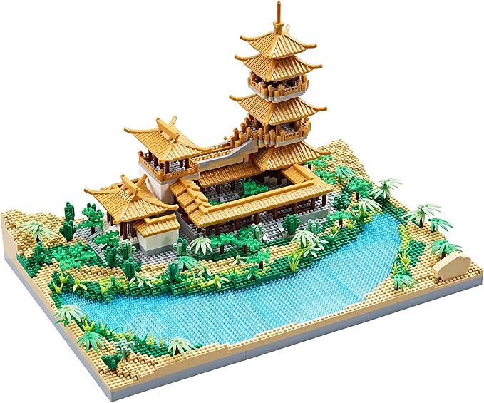 Chinese Architecture Micro Building Blocks Crescent Moon Spring Collection Model for Display for Adults Decorative Creative Toy Present for Age of 14+ 3350 PCS