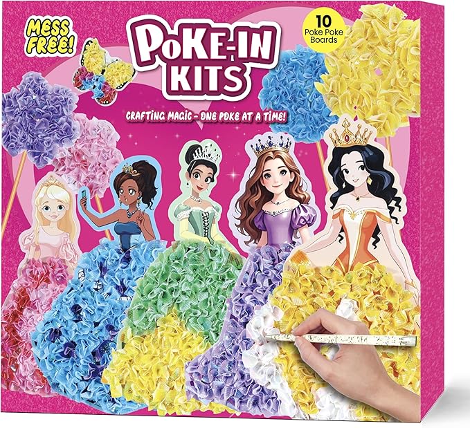 Poke Art Princess Kit Gift 10 Pcs Set,Crafts For Kids Ages 4-8, Diy Craft Kits With & Arts And Crafts For Kids.4, 5, 6, 7, 8, 9,10 Christmas Thanksgiving Birthday Gift Stitch Gifts For Girls