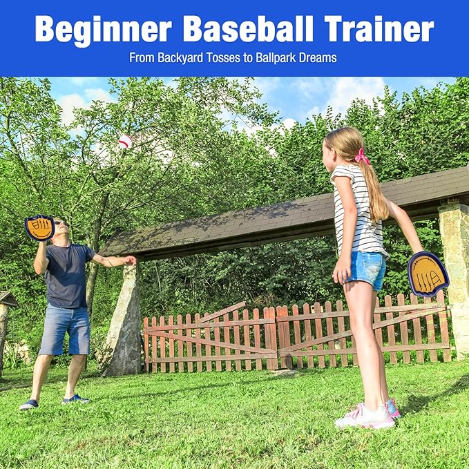 Toss and Catch Ball Set Outdoor Games for Kids Ages 3-12 Beginner Baseball Training Gloves Summer Pool Beach Yard Lawn Gifts for 4 5 6 7 8 9 10 11 12 Year Old Boys Girls