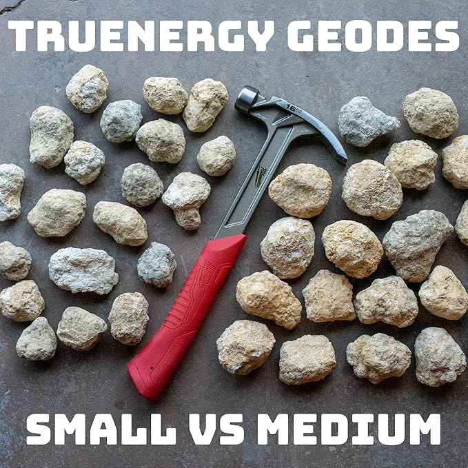 20 Break Your Own Geode Kit โ 1.0 to 1.5 Inch Easy to Reveal Natural Premium Geodes โ Easy Crack-Open Experience + Tools + Geologist Guide โ Requires Less Effort โ STEM Activity + Collectable - Small