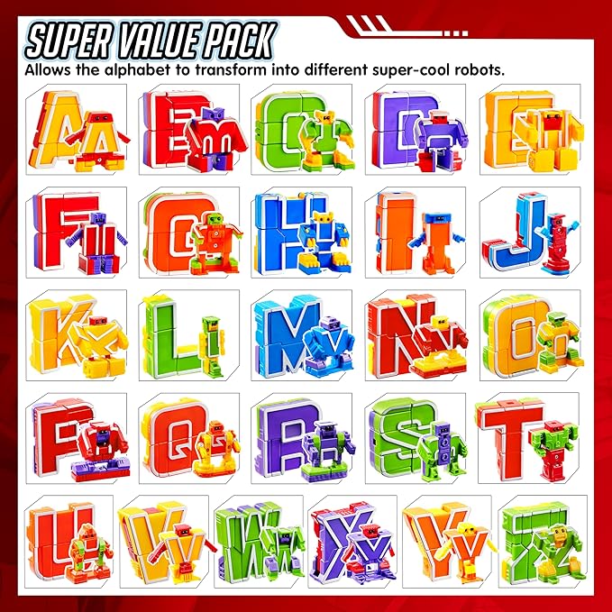 JOYIN Alphabet Robots Toys for Kids, ABC Learning Toys, Alphabots, Letters, Toddlers Education Toy, Carnival Prizes, Christmas, Treasure Box and Prize for Classroom