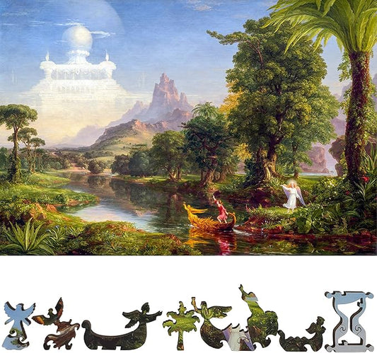 Wooden Puzzle for Adults - Uniquely Shaped Pieces - Made in The USA by FoxSmartBox - 444 Pieces - The Voyage of Life. Youth