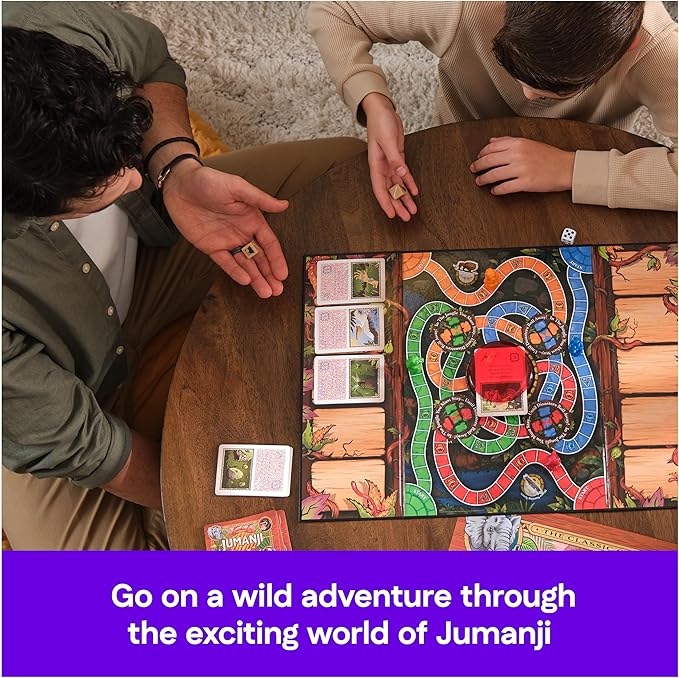 Spin Master Games, Jumanji 30th Anniversary Edition, The Classic Thrilling Adventure Family Board Game Based on The Action-Comedy Movie, Updated Jungle Challenges, 2-4 Players, for Ages 6 & Up