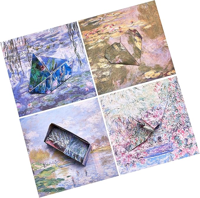 Monet-Inspired Origami Paper - 50 Sheets 6x6 Inches - Impressionist Art Double-Sided Colored Folding Paper for Adults, Artists & Kids, Ideal for Scrapbooking, Card Making and DIY Crafts