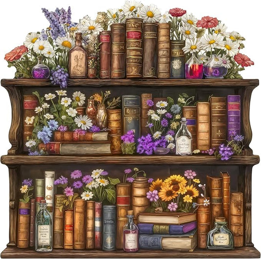 Wooden Puzzles for Adults, Magic Bookshelf Wooden Jigsaw Puzzle for Adults, Wood Puzzles Adult, Unique Animal Shape, Fun Gifts for Friends & Family, Home Decor(M -11.4 * 11.3in-194 pcs)
