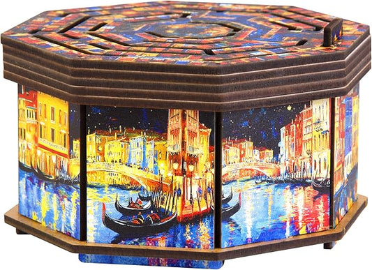 ESC WELT Secret Art Maze Box - Creative Gift Box with Printed Design - 3D Wooden Box Game - Gift Box Riddle Game for Money, Vouchers, Gift Cards - Unique Gift for Teens and Adults - 3D Wooden Puzzle