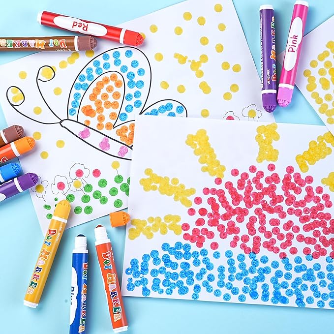 50 Pack Dot Markers, 10 Assorted Colors, 5 Sets x 10 Colors Washable Dot Paint Markers for Toddlers Kids Preschool, Paint Bingo Daubers Supplies for Class Valentine Gift Art Party