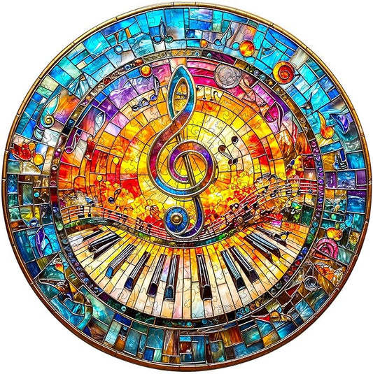 Wooden Puzzles for Adults, Wooden Jigsaw Puzzle for Adults 200 Pieces, Stained Glass Piano Wood Puzzles Adult, Unique Shape, Gifts for Women and Men, Wall Art Canvas Puzzle(M -11.4 * 11.4in)