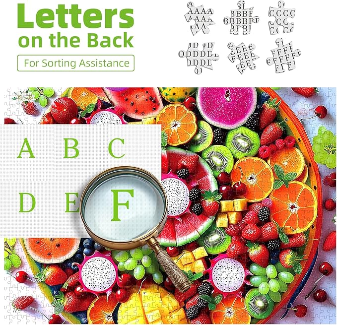 1000 Piece Jigsaw Puzzle for Adults Colorful Tropical Fruit Slices Vibrant Fun Watermelon, Oranges, Dragon Fruit & Grapes Challenging Puzzle Games for Family Night or Relaxation (27"x19")