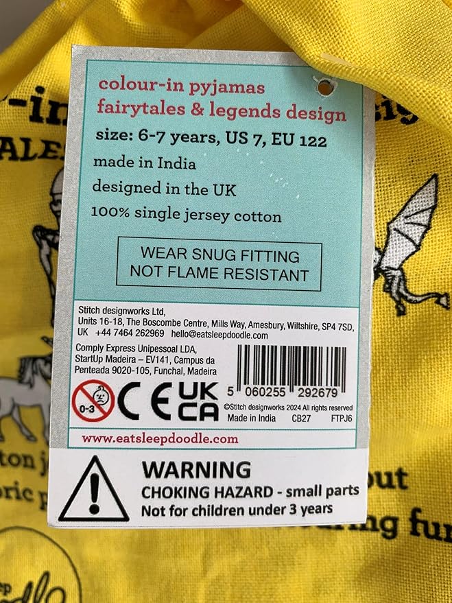 eatsleepdoodle coloring pajamas for boys and girls, with 10 washable markers, Kids Colorable Pajama 100% cotton