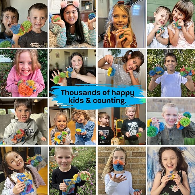 Stringy Balls & Sensory Toys for Kids 20 Pack - Stocking Stuffers For Kids Ages 4 5 6 7 8 9 Year Old Gift Ideas - Best Birthday Toddler Gifts for Boys & Girls - Monkey Pom Balls Fidget Toys Party Pack